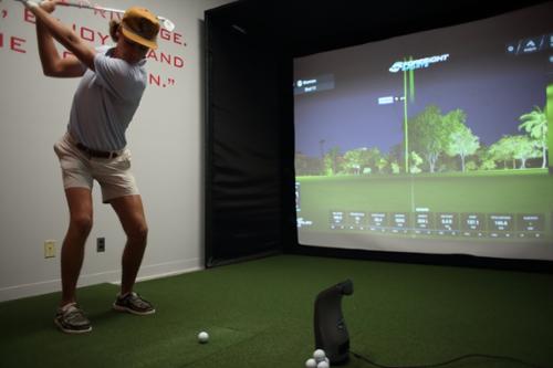 Player practicing his swing